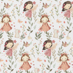 Printed Cotton MAIWENN White / Pink